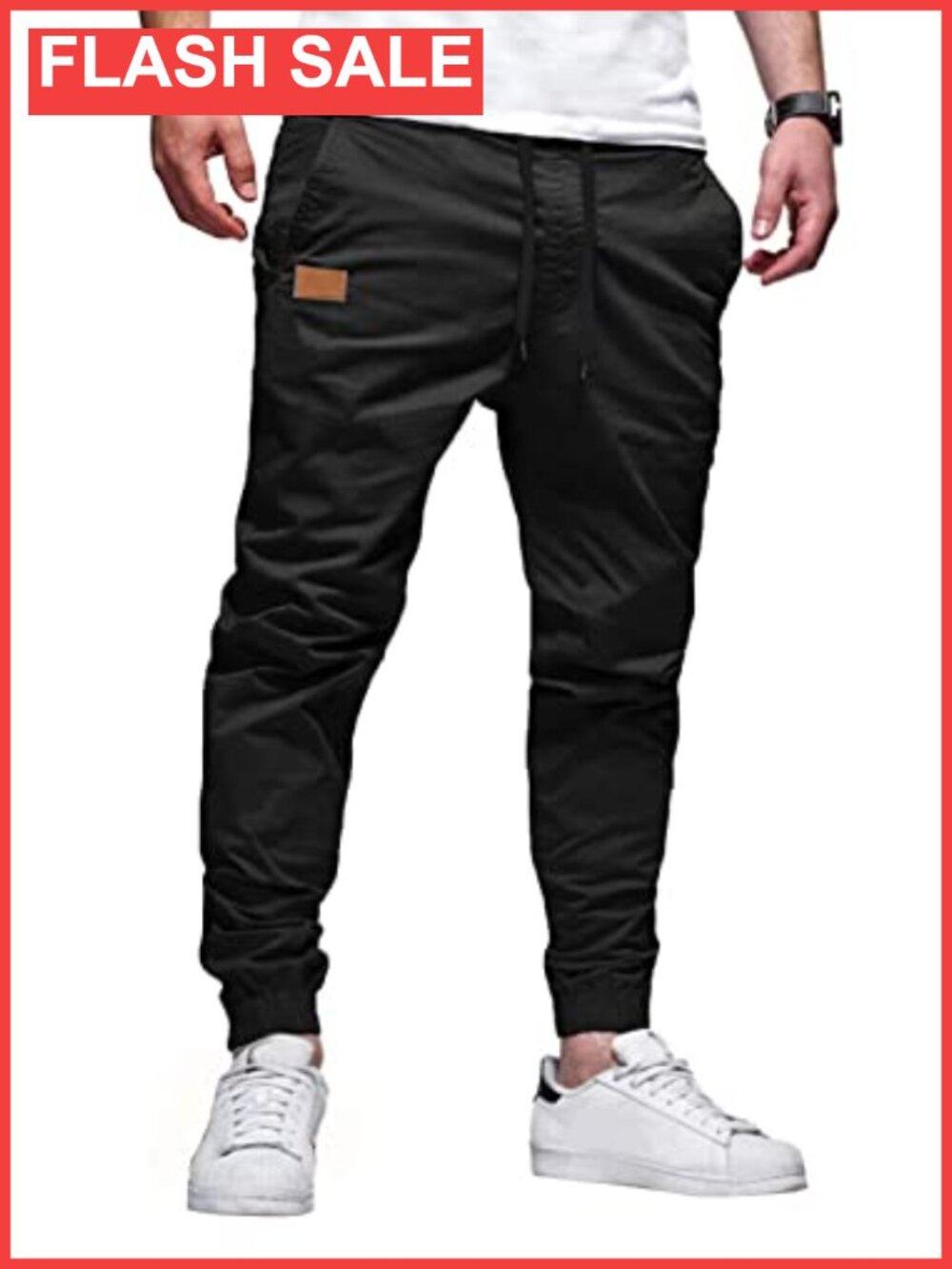 Men's Cotton Stretch Twill Joggers Tapered Leg Drawstring Track Pants